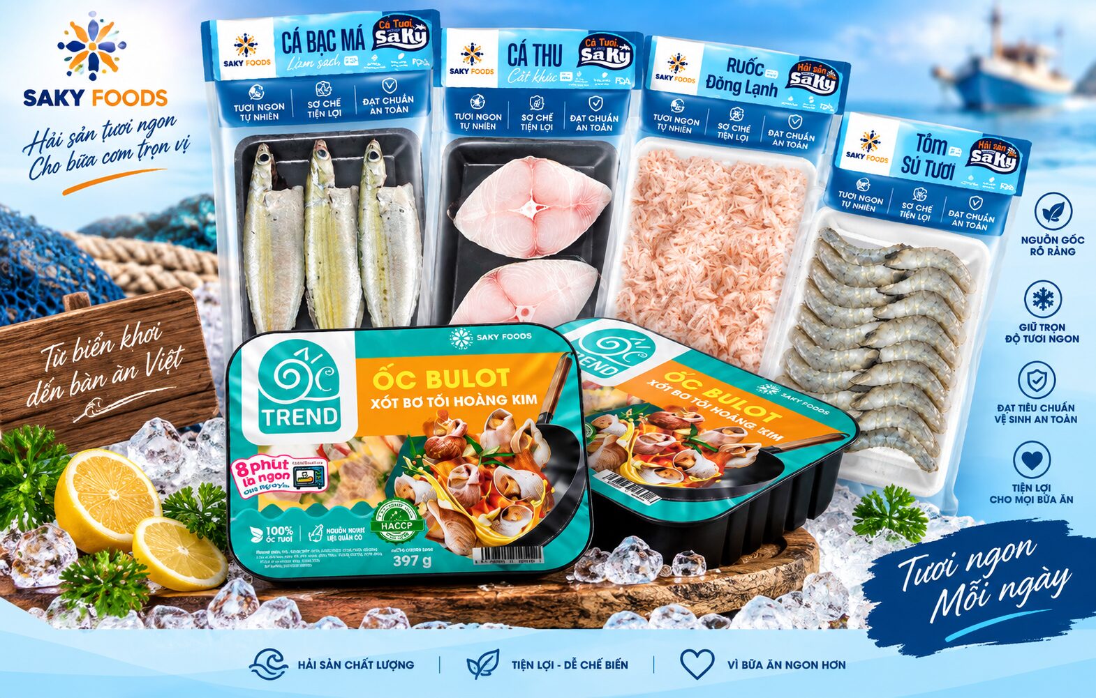 Saky Foods frozen seafood product range